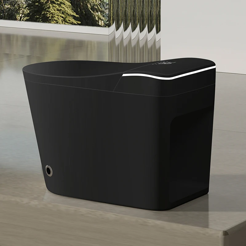 Automatic Flush Light Sensor Electronic Bidet Toilet Smart Seat Black Ceramic Wc Toilet Black One Piece Smart Toilet