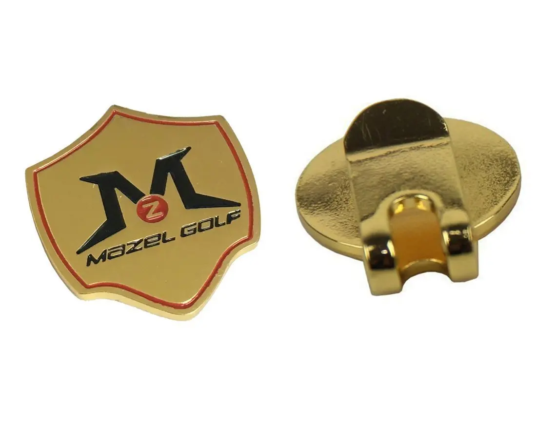 MAZEL Golf 2022 Hat Clip , Gold Magnetic Golf Hat Clip with Embossed Metal Golf Ball Marker
