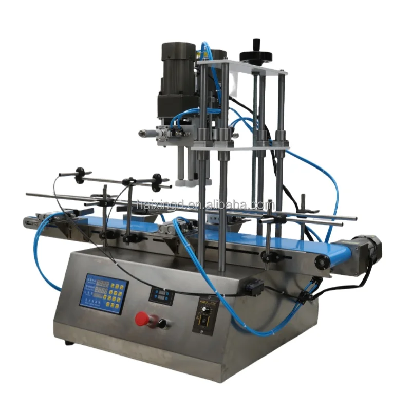 High Quality Automatic Engine Oil Screw Round Glass Bottle Cork Press Machine Capping Machines With Conveyor With Huge Discount