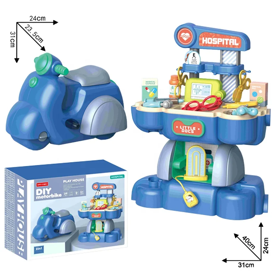 Cartoon Medicine Box Hospital Ambulance Doctor Toys Suitcase for Girls Boys