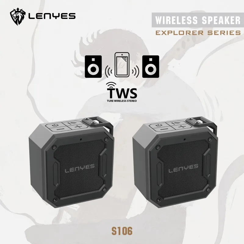 Lenyes S106 12W Heavy Bass Column Stereo Waterproof IPX7 Subwoofer Speaker Portable Wireless Speaker