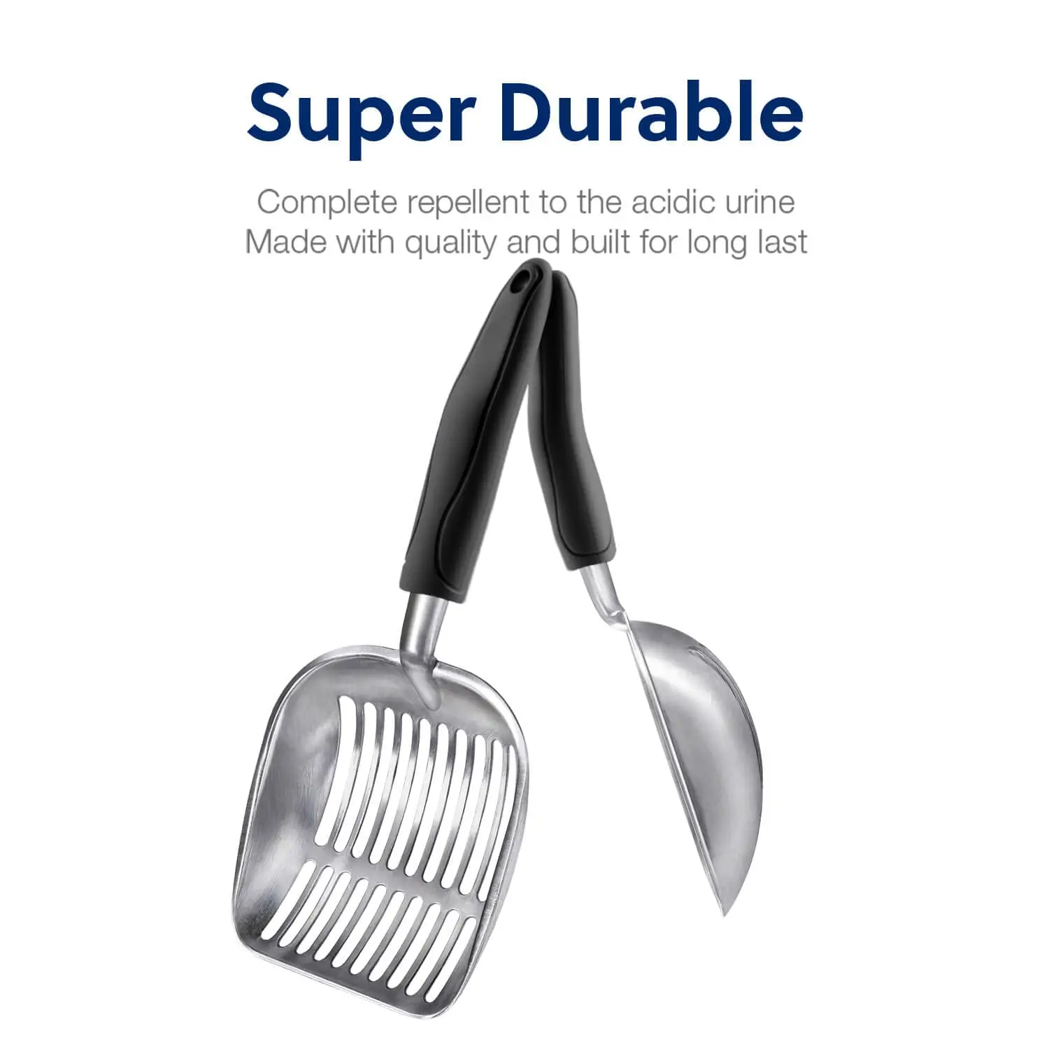 Petdom Aluminum Alloy Sifte Cat Litter Scoop With Long Handle Durable Deep Metal Cat Litter Shovel