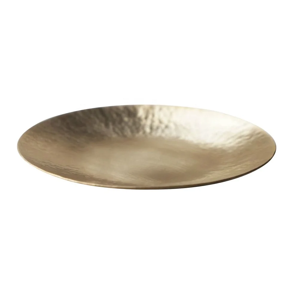 Hammered metal brass decorative serving tray for cake & fruit