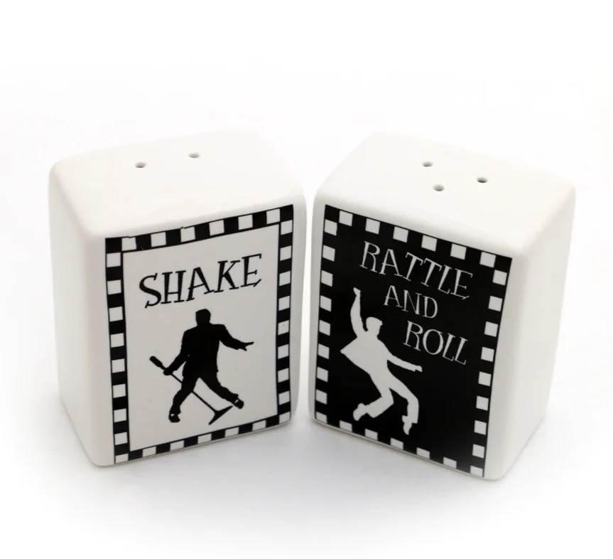 Handcrafts White Square Pair salt and pepper set ceramic with custom logo