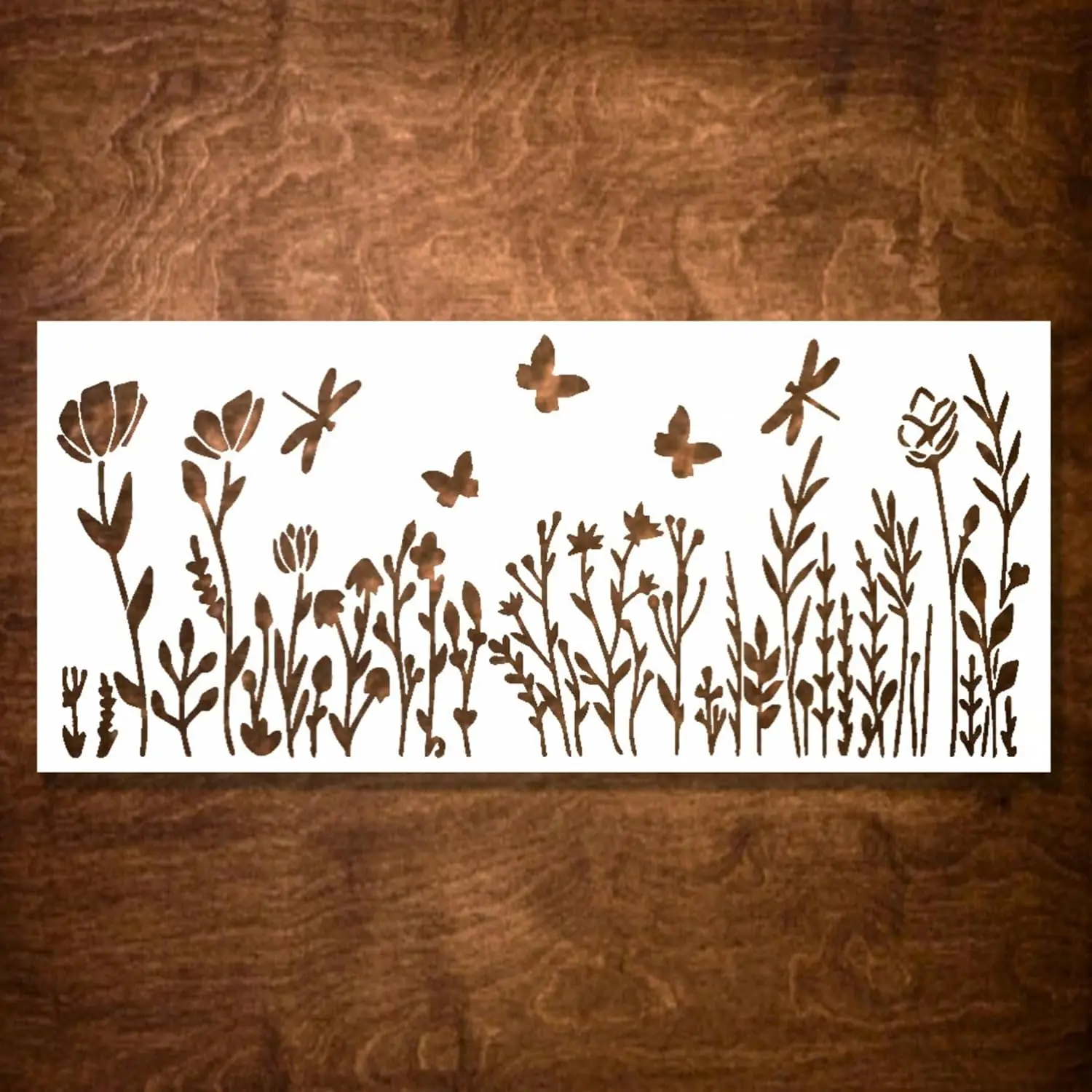 Large 12x16Inch Wildflower Stencil for Painting on Wood Canvas Reusable Flower Stencils for Crafts Wall Art Furniture