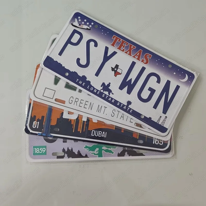 Home Wall Decor Souvenir Embossed Aluminum Metal Car License Plate