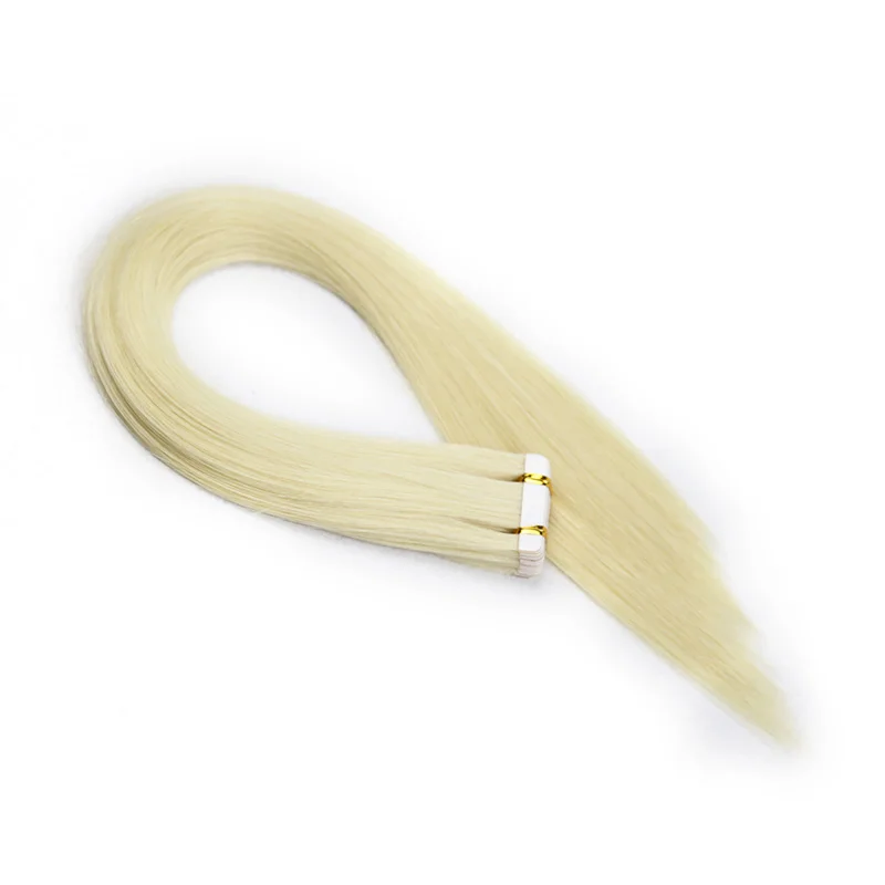 Light Blonde Tape In Human Hair Extensions Skin Weft Remy Russian Hair