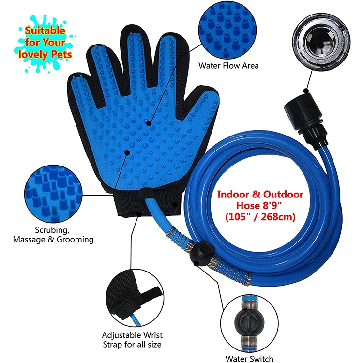 
Pet Washing Grooming Tools Dog Cat Massage Shower Sprayer Hair Remover Brush Glove,silicone Pet Bath Grooming Glove 