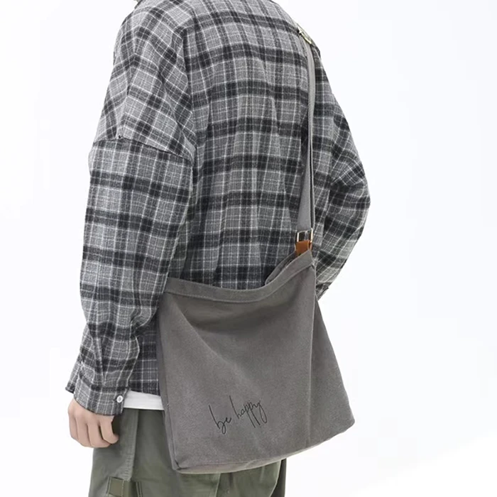 Shoulder custom printed logo canvas messenger bags man postman sling for women crossbody bag woman