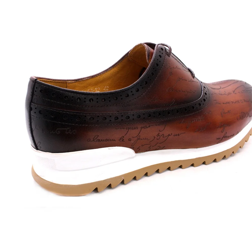 Luxury Men Genuine Leather Shoes Comfortable Casual Business Dress Lace-up Shoes For Wedding Party Office