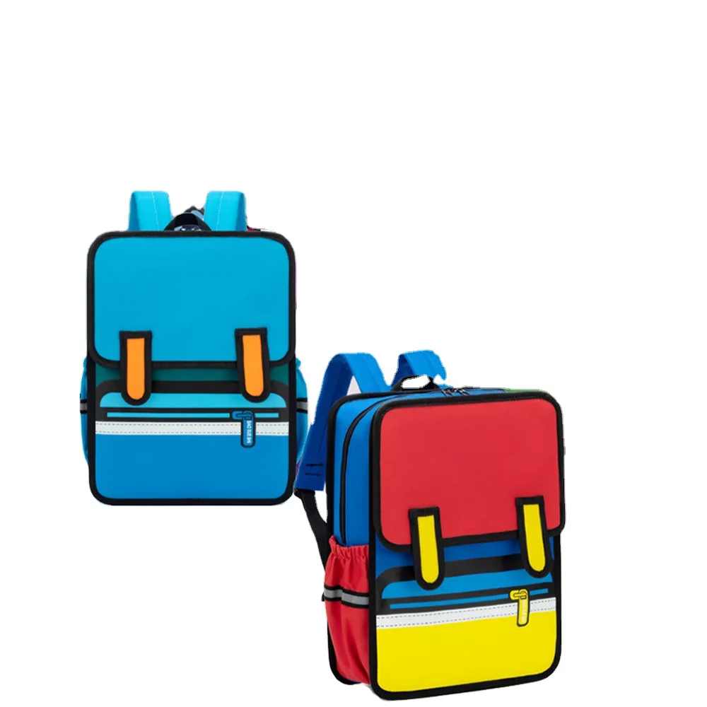 Women Backpack 3D Jump Style 2D Drawing Comic School Bags Trendy Backpack Fashion Student 2d bags