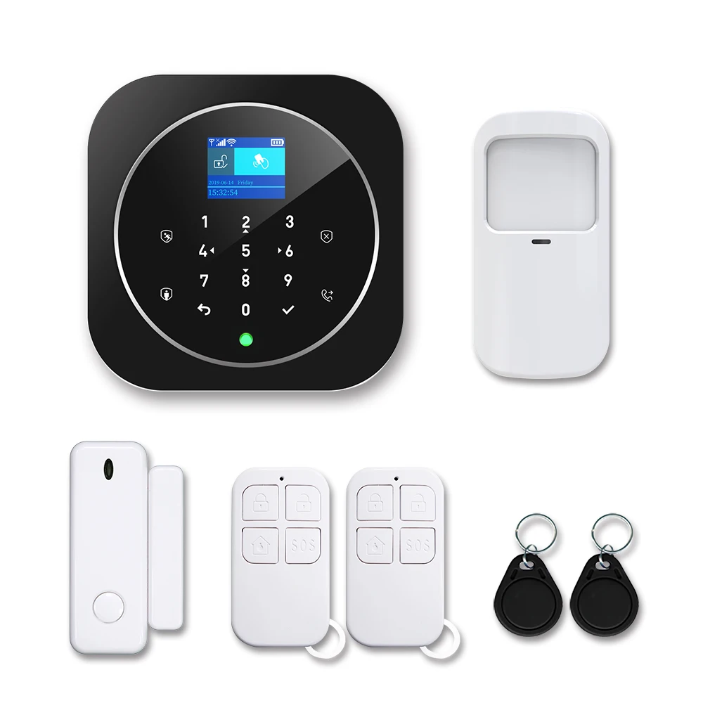 WIFI GSM GPRS House Home Security Device Alarm System Siren Smoke Door Window PIR Motion Detector RFID Remote Controller