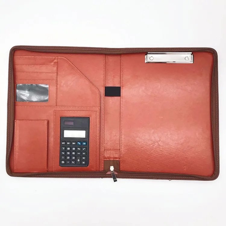 
A5 size leather zipper file folder 