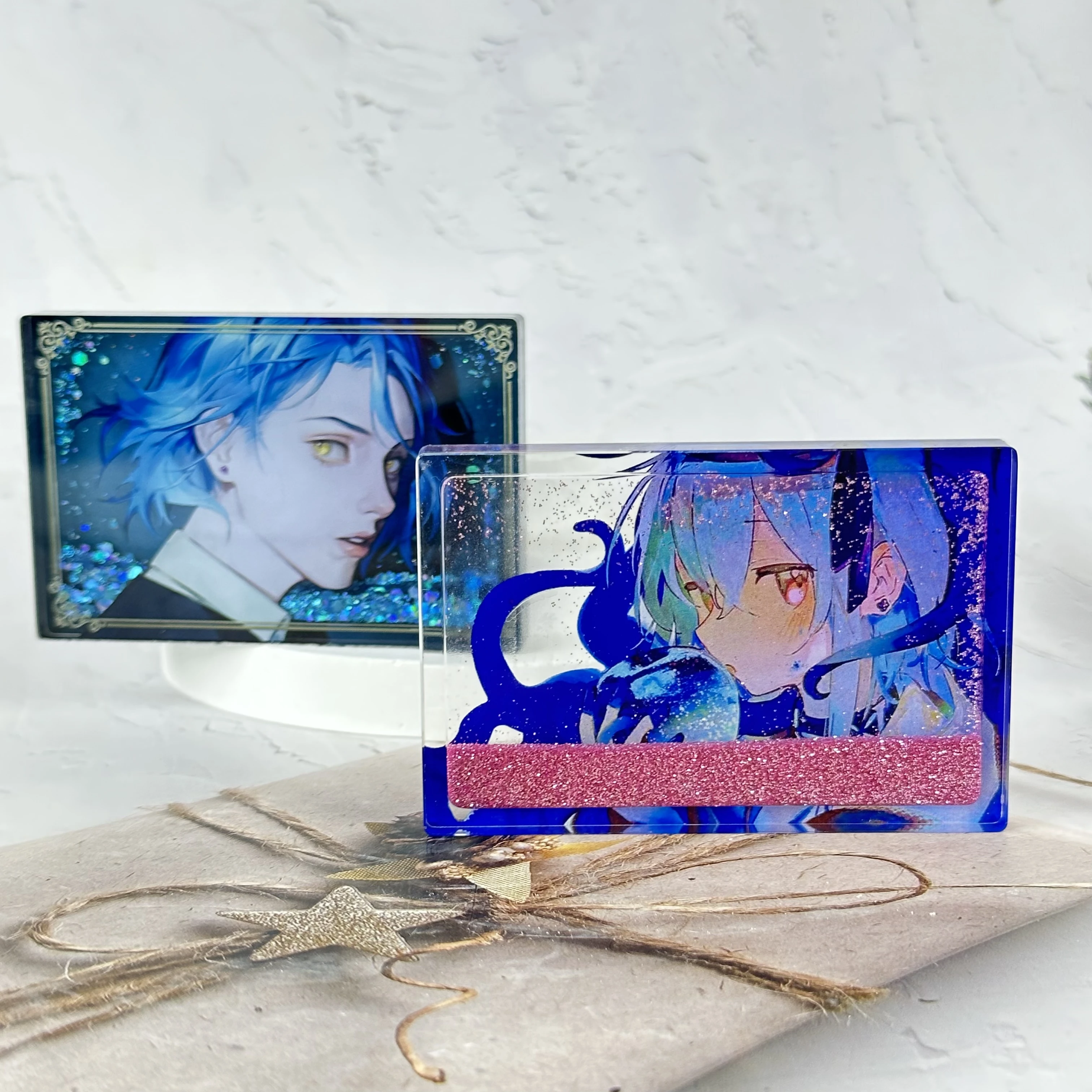 Custom vibrating keychain Anime acrylic Quicksand Keychain Shake bright charm customized personality creative Quicksand key