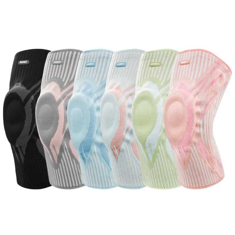 Aolikes 3D nylon spandex elastic knitted compression sports knee brace support Knee Sleeve Volleyball Knee Pads Silicone damping