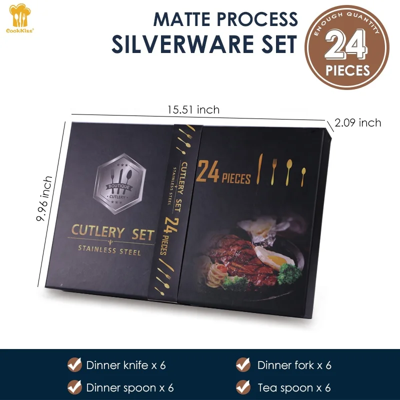 Stainless Steel Luxury Reusable Silver Gold Restaurant Kitchen Wedding Spoons and Forks Knife Cutlery Flatware Sets Wholesale