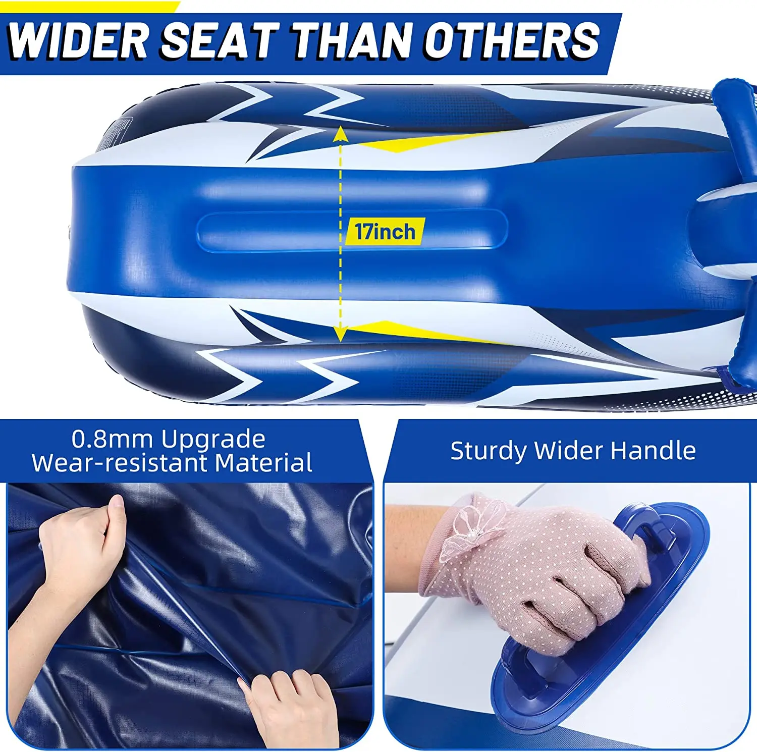 Inflatable Snowmobile Sleds for Kids Kids and Adult with Reinforced Handle Snow Tube Snow Toys for Kids Outdoor