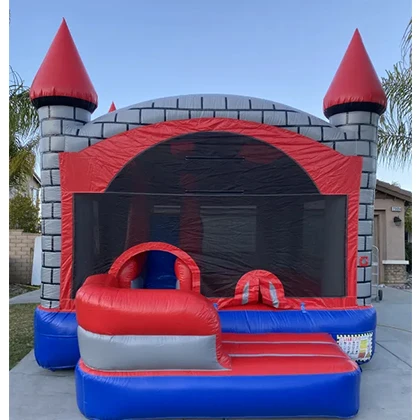 Commercial 5 in 1 Brick Castle Combograde wet dry bouncer slide combo hot sale inflatable bounce house with slide