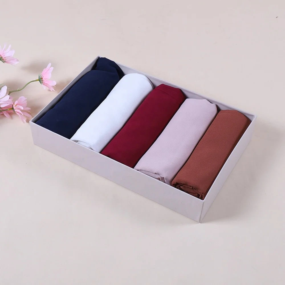 Zifeng OEM Bufandas Chinas 5 pc/set Paper Box Packing Boxes  Plain Chiffon Scarf