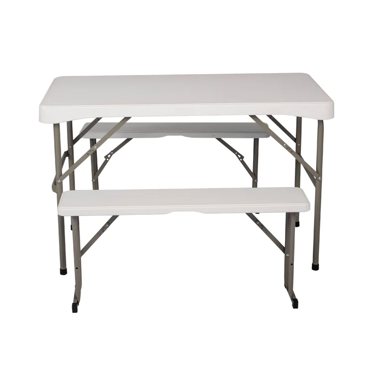 High Quality White Tables Outdoor Plastic Folding Dining Plastic Table and Bench Set