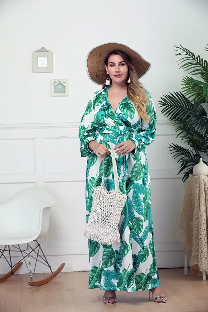 
2019 plus-size factory directly sale fashion skirt for girl chiffon Long Sleeve maxi dress bohemia dress 