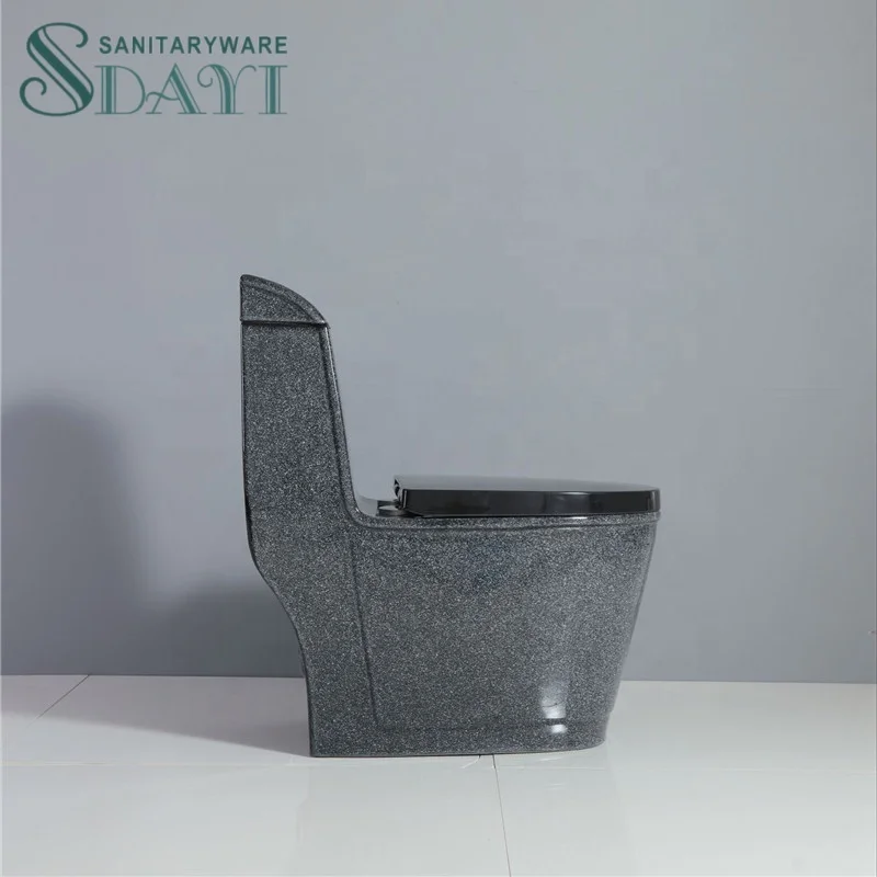 SDAYI Marble Design Toilet Ceramic Sanitary Ware Black Waterstone WC One Piece Closestool Terrazzo Bathroom Toilet