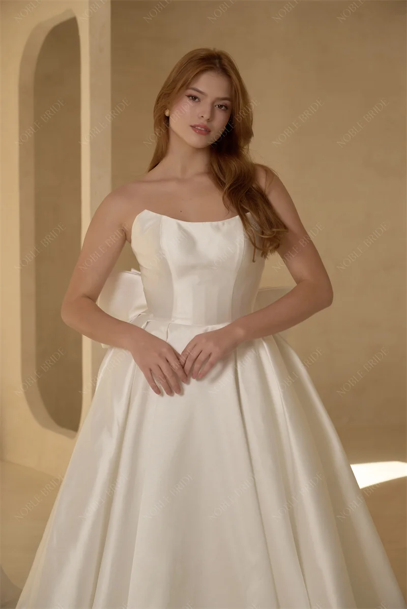High Quality Manufacturer Custom Made Satin Wedding Dress New Design Bridal Gown For Wedding Day Wear