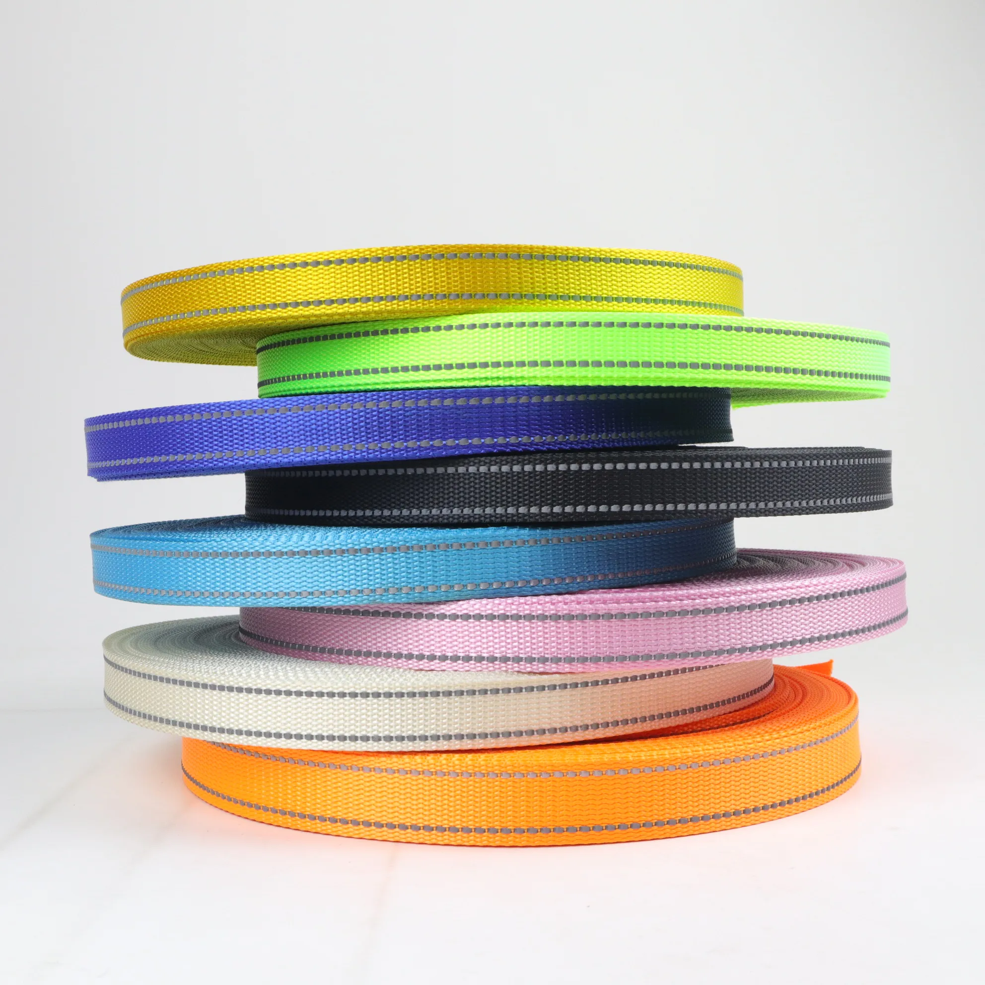 HT reflective strip woven belt pet traction belt shoe material luggage clothing accessories imitation nylon reflective strip