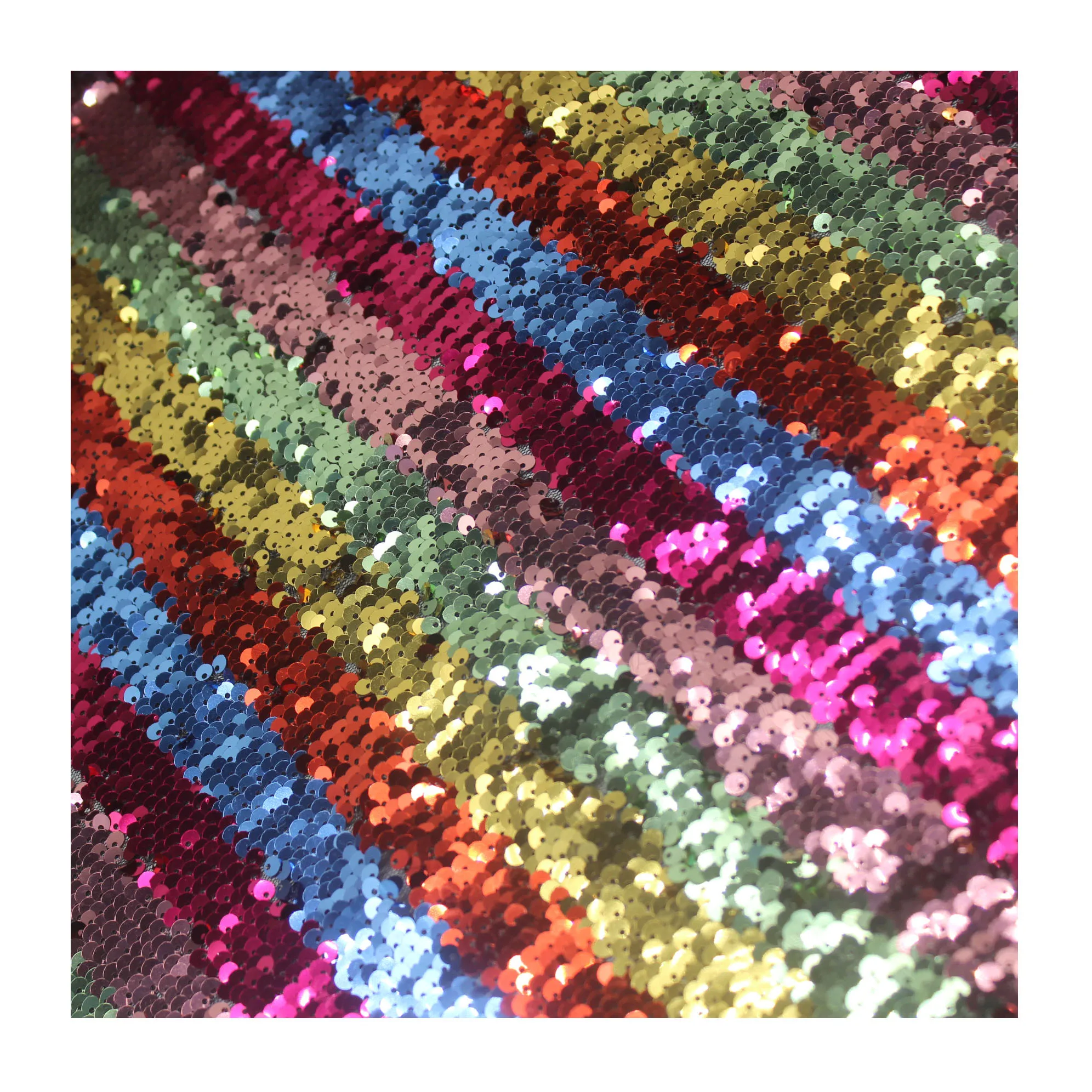 Customizable color Strip stock Rainbow Colorful 5mm Sequin Tulle Elastic Mesh Embroidery Fabric For Womens Dress curtains