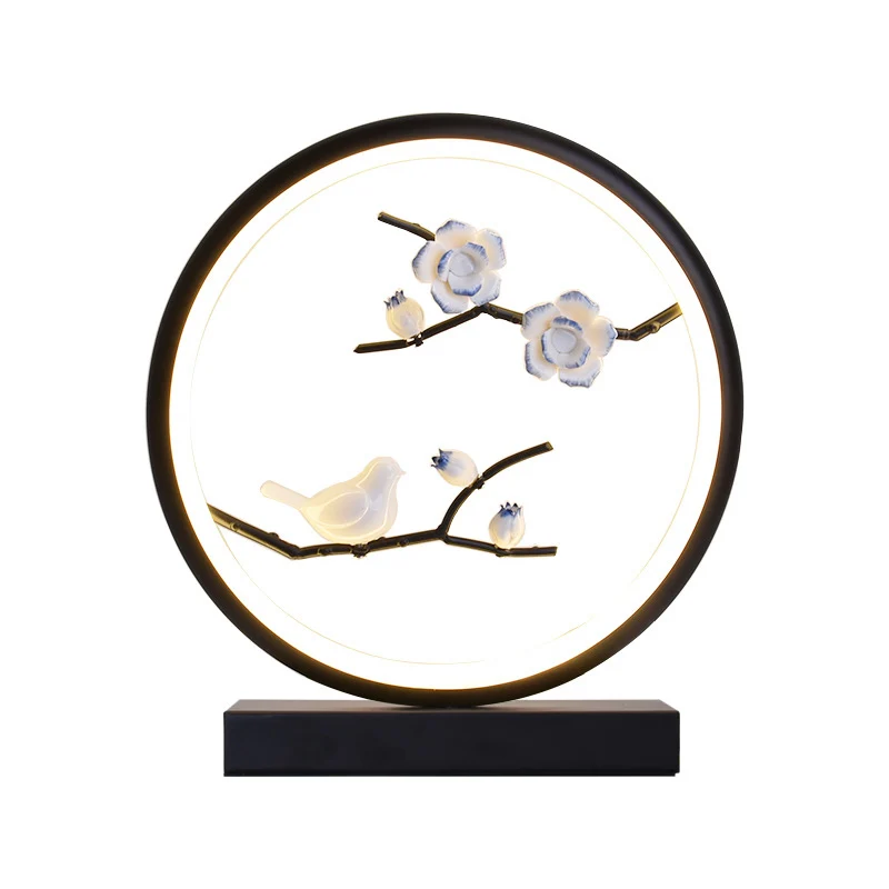 Декоративный современный свадебный подарок прикроватные настольные лампы в форме птицы и цветка Необычные светодиодные настольные лампы для дома отеля