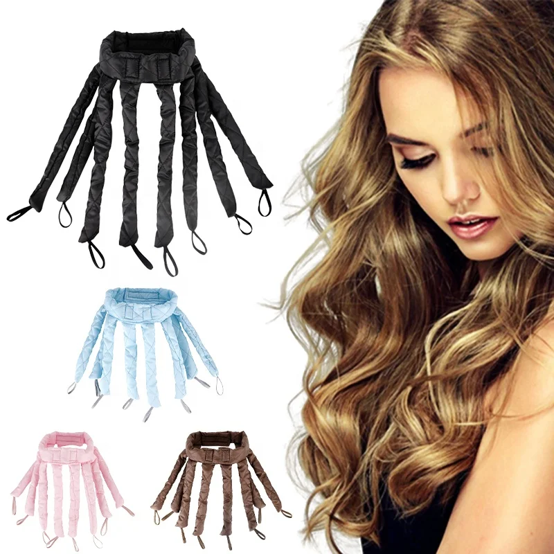 2022 New Arrival heatless curling rod headband Silk sleeping Hair Roller Wave Hair Curls with scrunchies silk Hair Curler