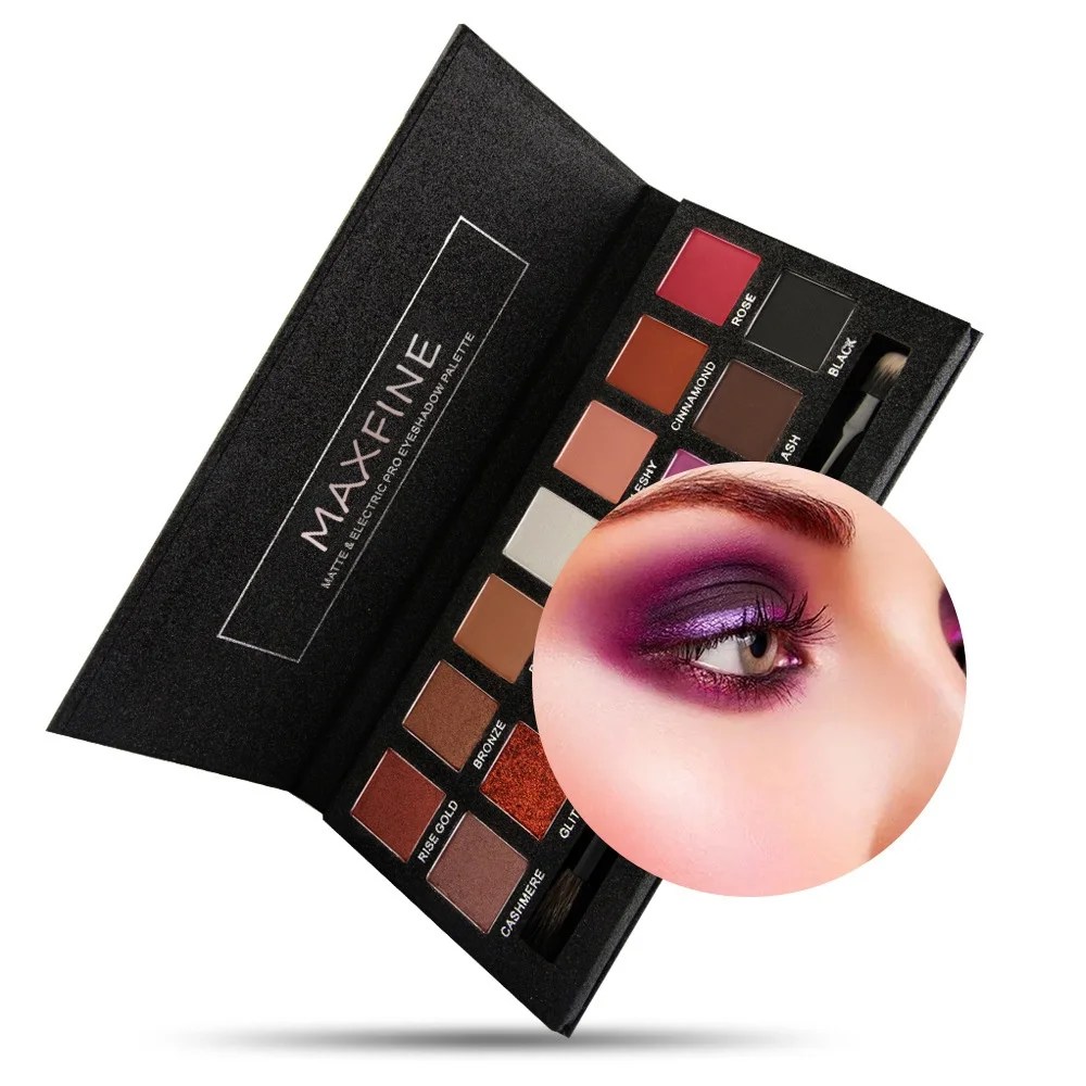 Новый продукт, 14 видов цветов водонепроницаемая пота, жемчужная матовая палитра теней для век, макияж с кисточкой