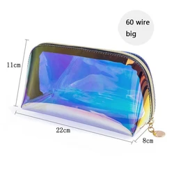 Thickened Semicircle Laser PVC Cosmetic Bag Transparent Waterproof Colorful Shell Wash Storage Cosmetic Pouch Bag