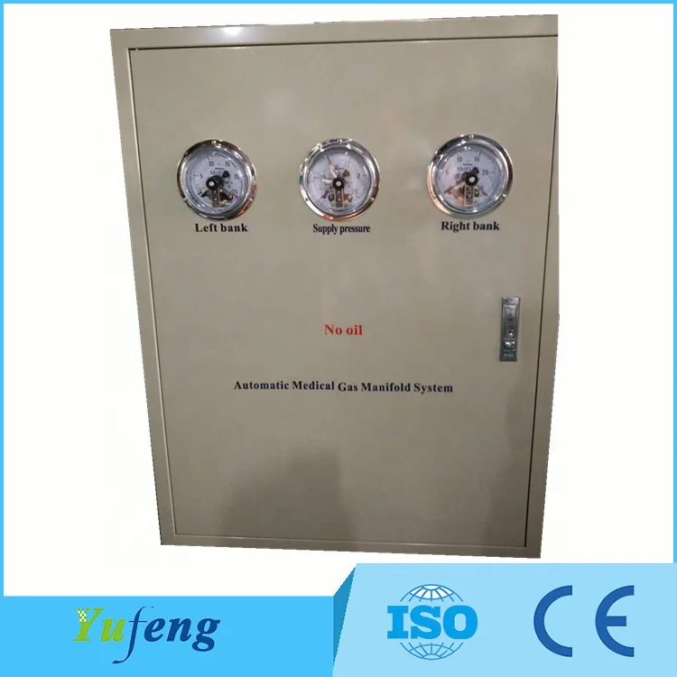 Hospital gas supplying central oxygen manifold