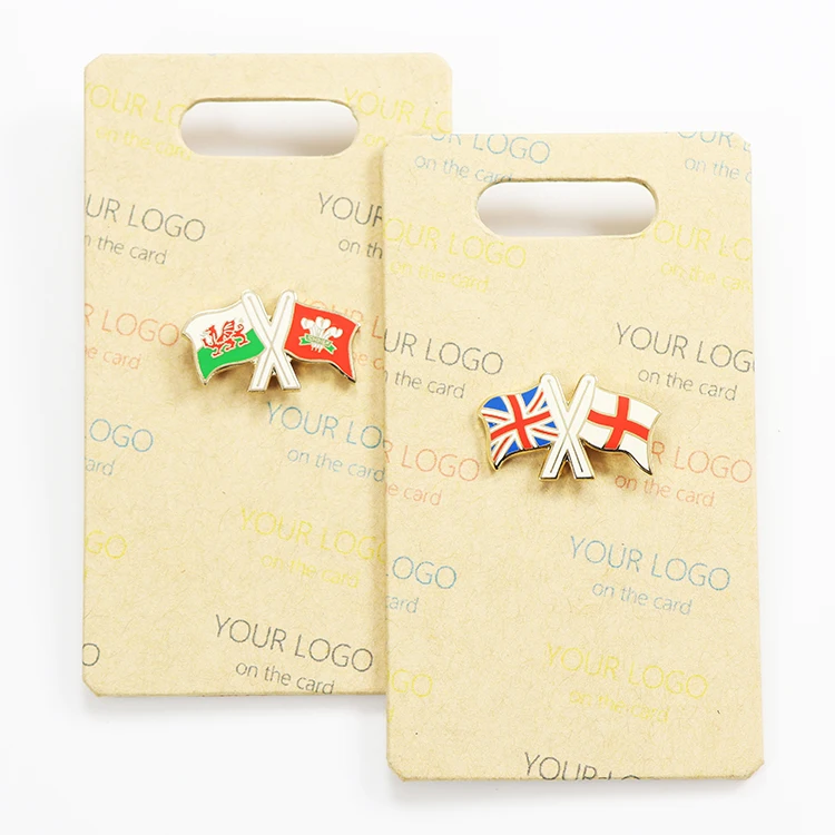 Customized Clothes Button Holder Blank Metal Badge Maker Europe America National Flag Hard Enamel Pin