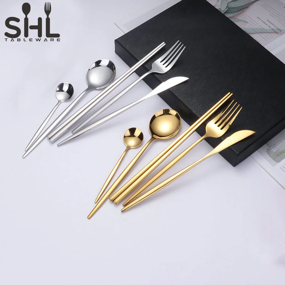 Modern wedding events banquet cutleri stainless steel matt black cutlery set