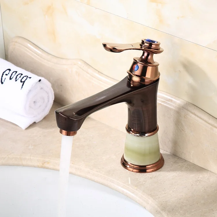 yile single handle brass bathroom faucet with jade