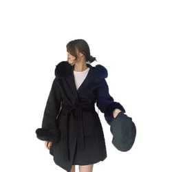 Winter new collar medium length women chinchilla coat faux fur