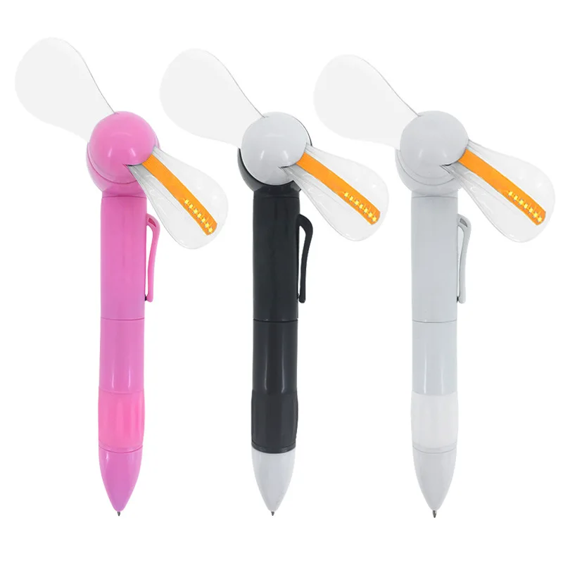 Portable personal mini fan Pen Cooling handheld Pen LED Light Glowing flashing fan ballpoint Pen