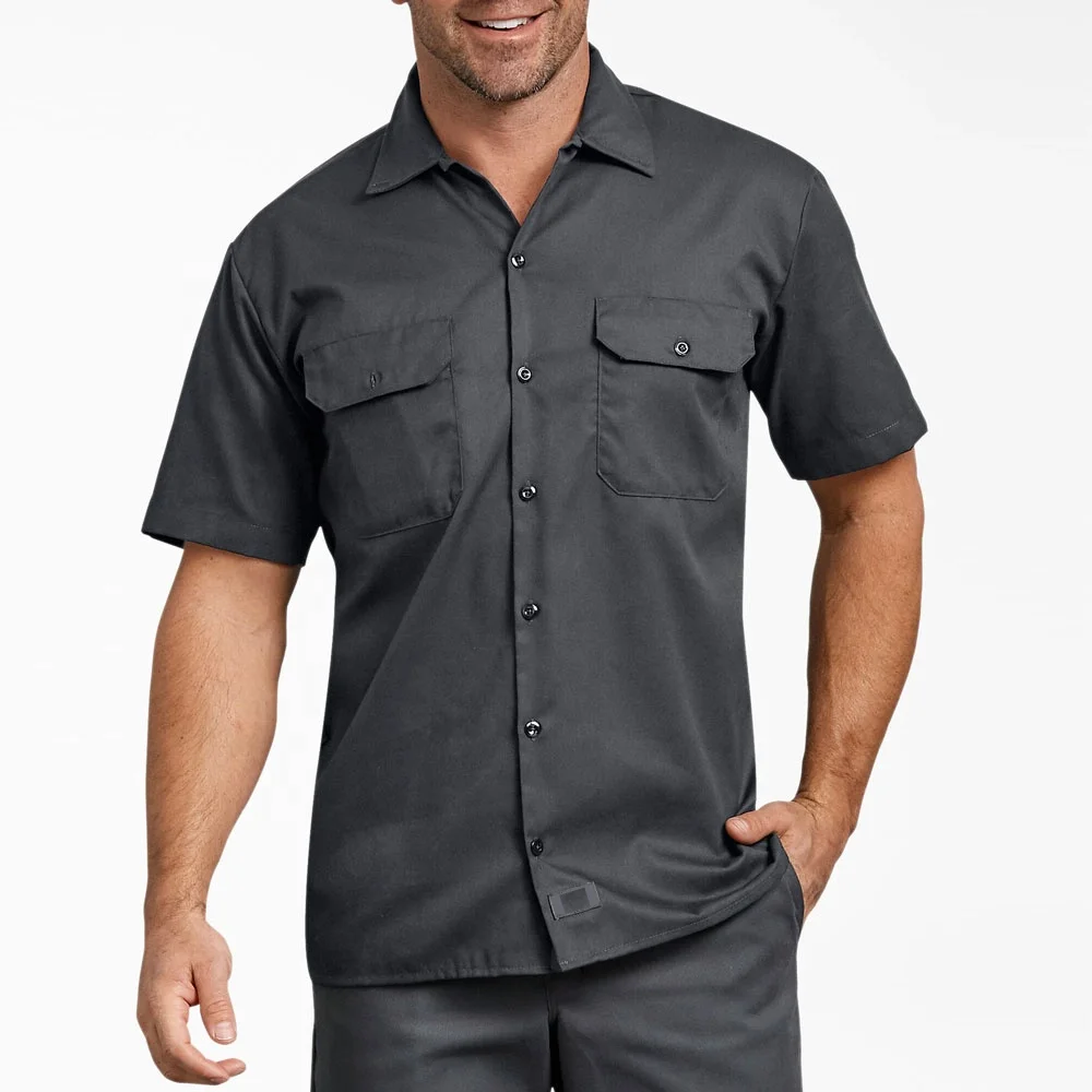 Custom Fabric Design Man Uniform Workshop Twill Short Sleeve Wear Resistant Work Shirt