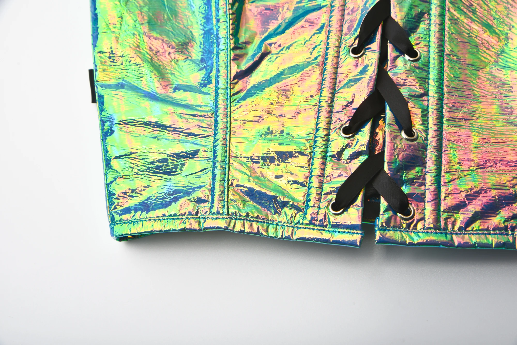 Women Crop Tops  Sexy Illusion Camisole Night Club Wear  Tops Halter Candy Color Reflective corset