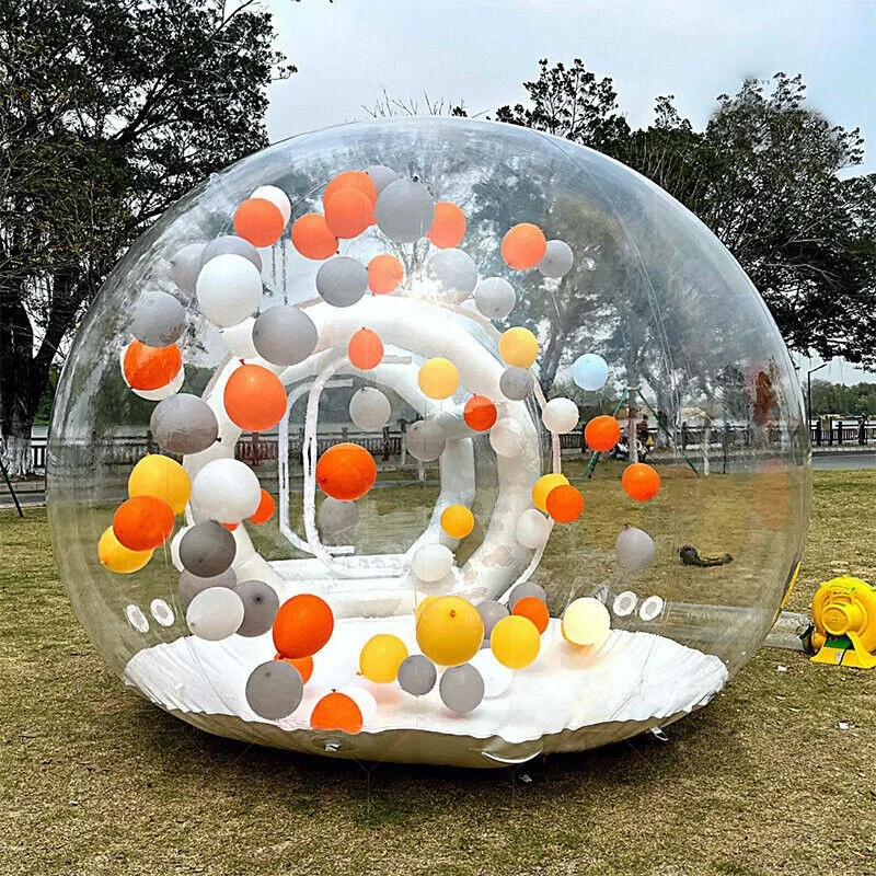 Outdoor inflatable transparent bubble tent, big inflatable round tent with bed