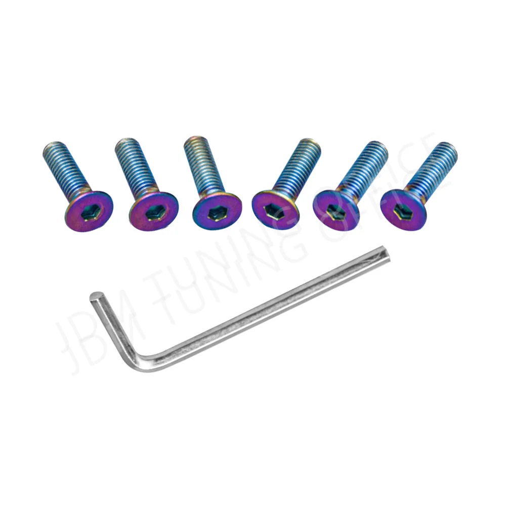 Neo Chrome Blue Titanium Alloy Round/Flat Shape Ti-6Al-4V Allen Countersunk Bolts Screw Fastener For  Vehicle Car Steering Wheel