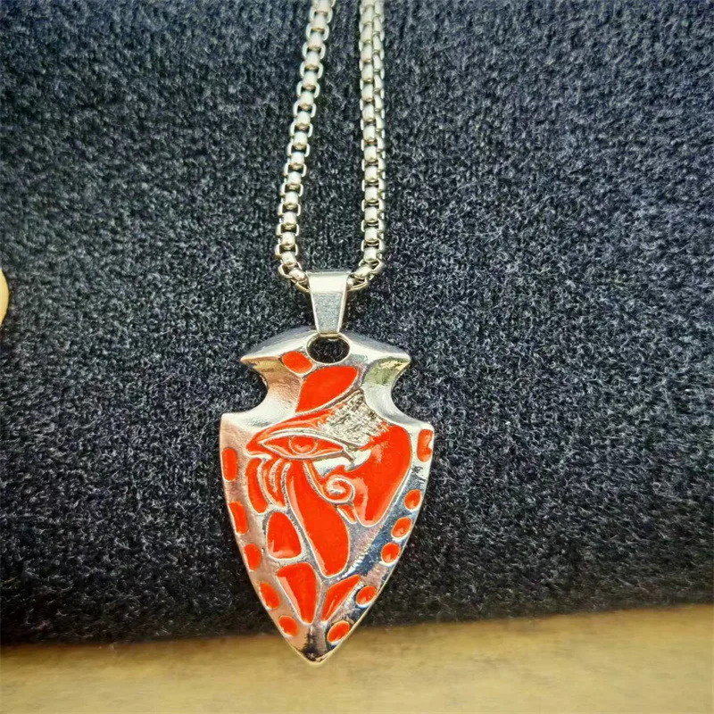 Popular Party Accessory Glowing Viking Triangle Shield Halloween Necklace Colorful Eye of Horus Pendant Necklace to My Son