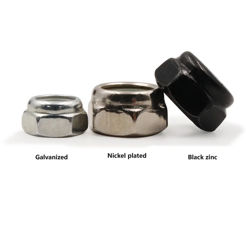 M2M3M4-M14 steel locknut Black lock nut Nickel-plated nylon lock self-locking anti-skid nut