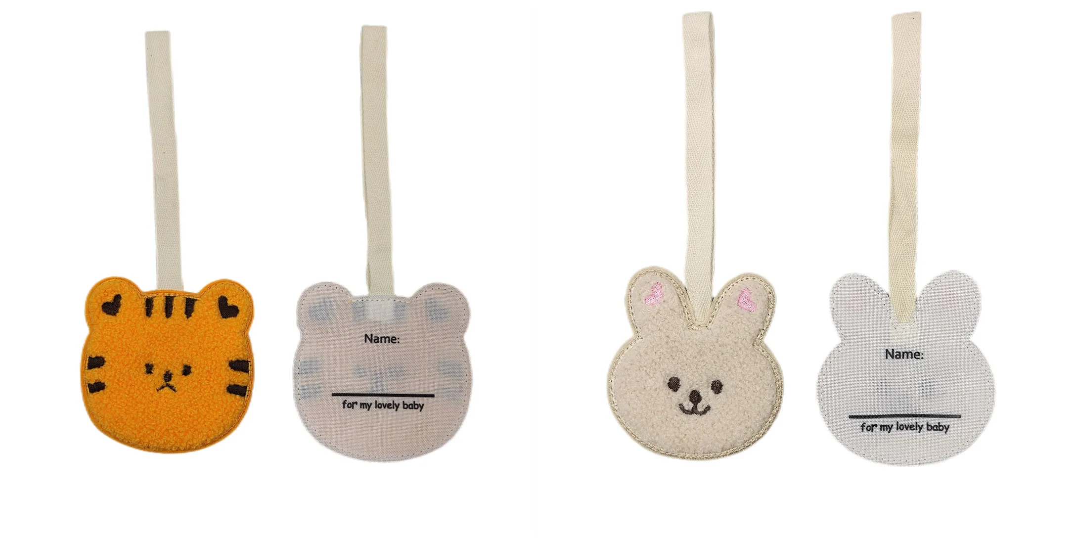 Wholesale animal cartoon Plush Name Tag Baby Backpack Decorations Pendant  Cute Cartoon Name Pendant