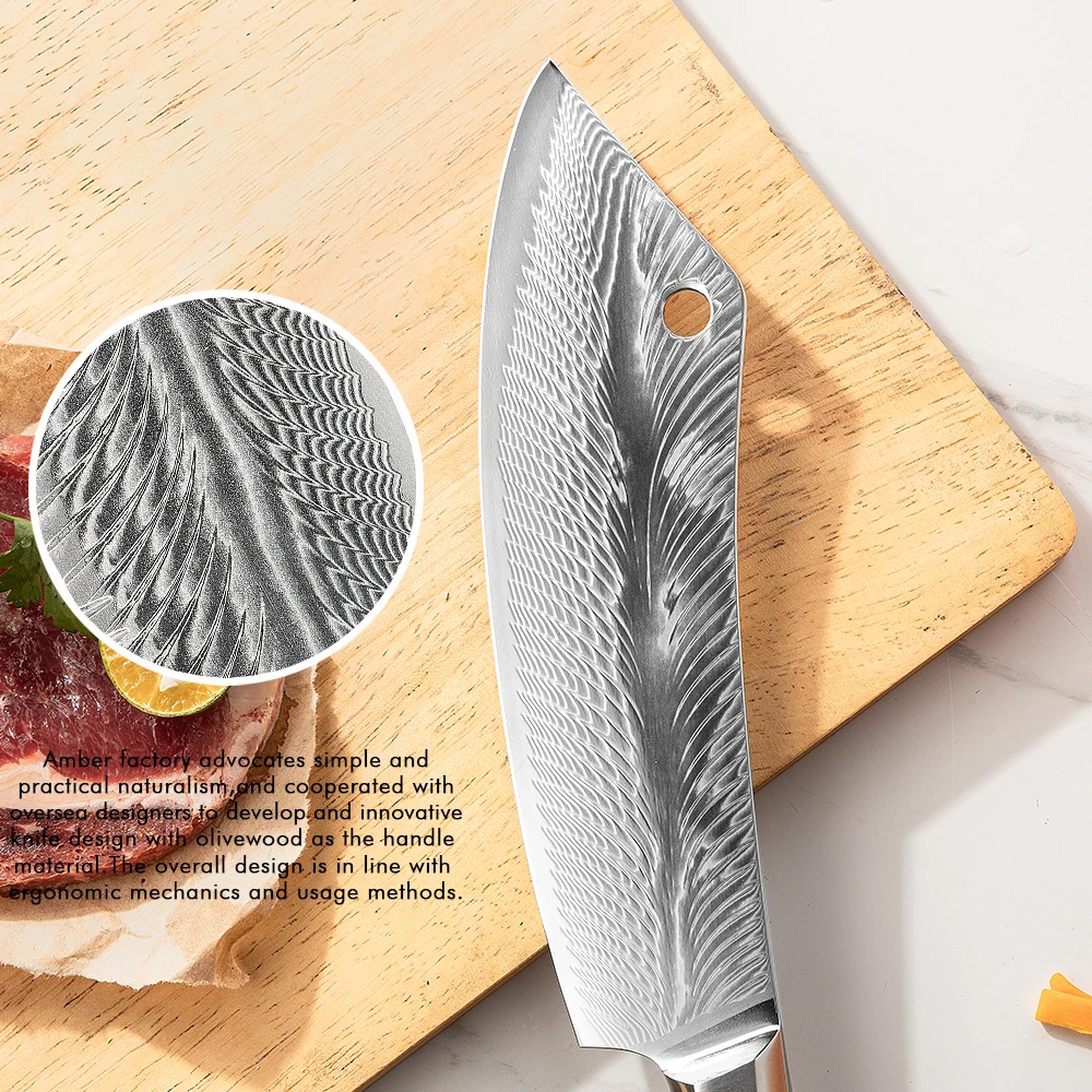 Amber Knife 73 layer Damascus Steel AUS10 pro kitchen knife real damascus steel axe Chef Knife