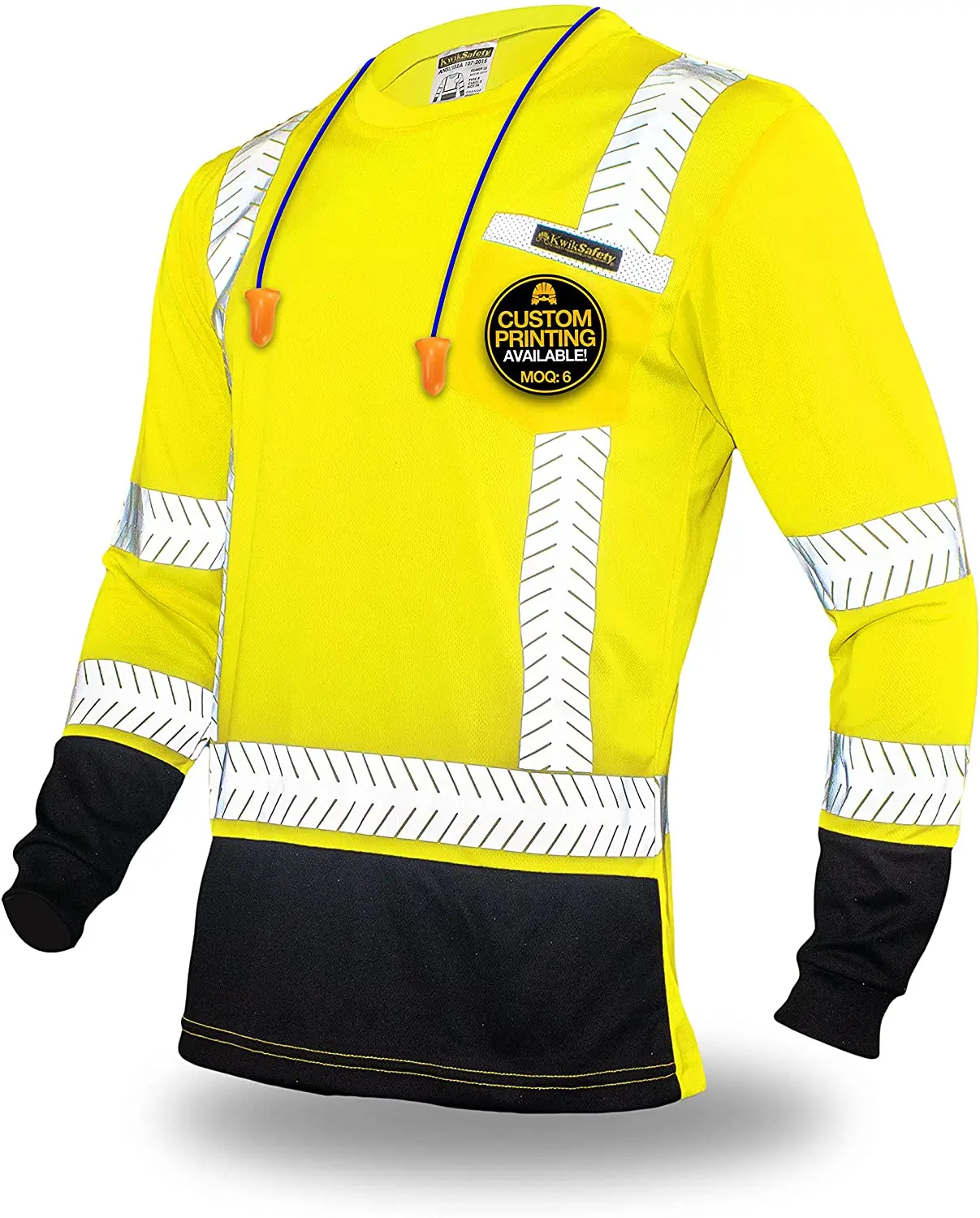 Custom Blue Red Orange Safety Work Shirt With Reflective Stripes Long Sleeve Reflective Safety T Shirts For Construction Cycling