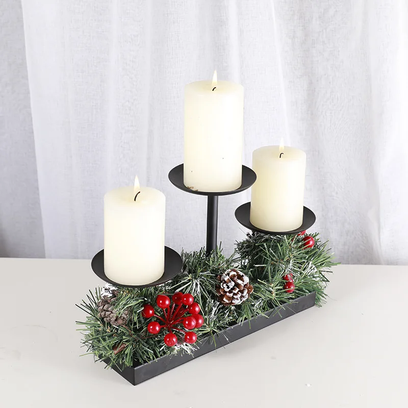 Vintage Christmas Candle holder Metal Candle stick Candlestick table centerpiece Iron Candle Stand