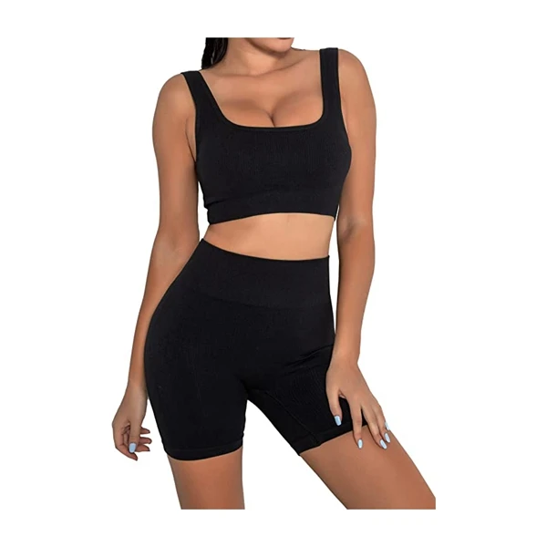 oem high quality black yoga set fitness pants bra and short sets style wear in gym or yoga club